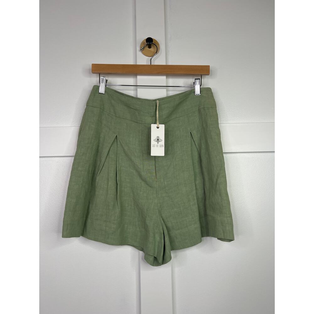 NWT Just Bee Queen High Waist Pleated Front Marlow Shorts Green Size: Large